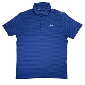 Under Armour Men’s HeatGear Striped Golf Polo – Blue – Large